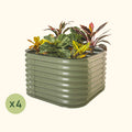 Greenhaus Gardening 4-Pack 26" Tall 4-in-1 Small Modular Metal Raised Garden Bed Kit