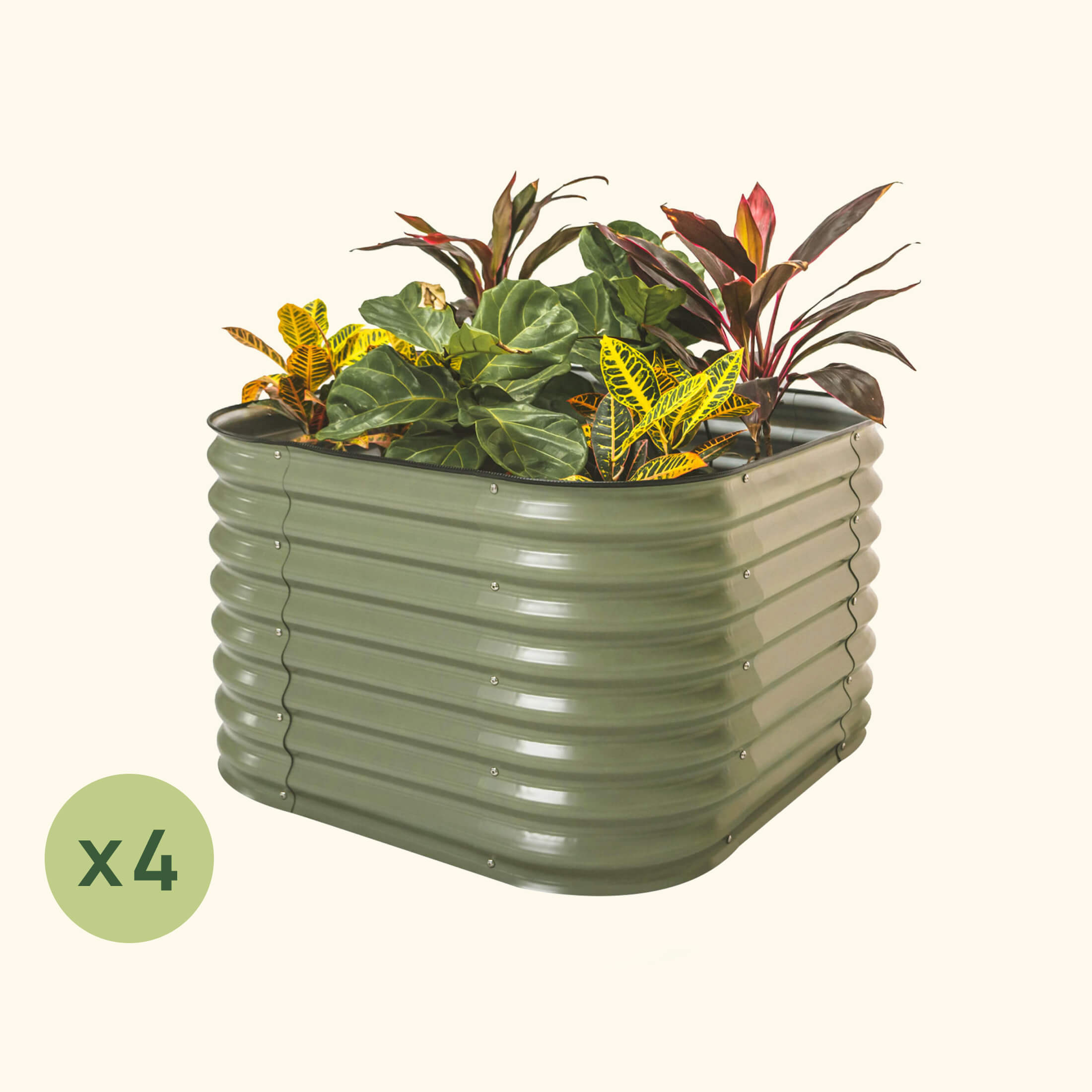 Greenhaus Gardening 4-Pack 26" Tall 4-in-1 Small Modular Metal Raised Garden Bed Kit