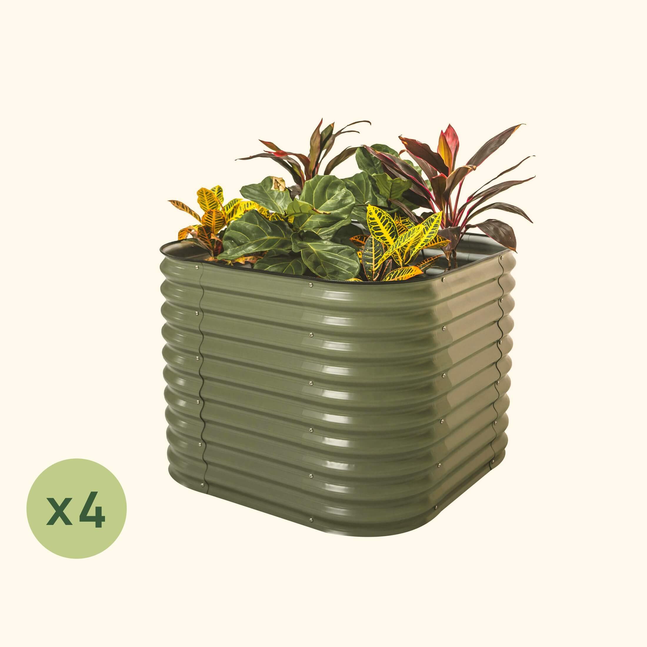 Greenhaus Gardening 4-Pack 32" Extra Tall 4-in-1 Modular Metal Raised Garden Bed Kit