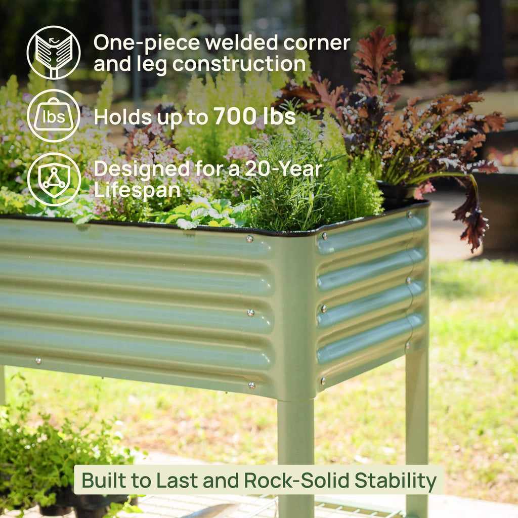 Greenhaus Gardening Elevated Garden Bed 2x4 with Wheels & Drainage Planter