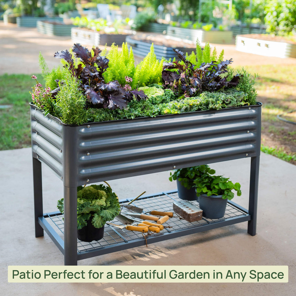 Greenhaus Gardening Elevated Garden Bed 2x4 with Wheels & Drainage Planter