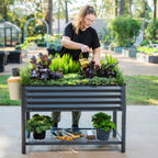 Greenhaus Gardening Elevated Garden Bed 2x4 with Wheels & Drainage Planter