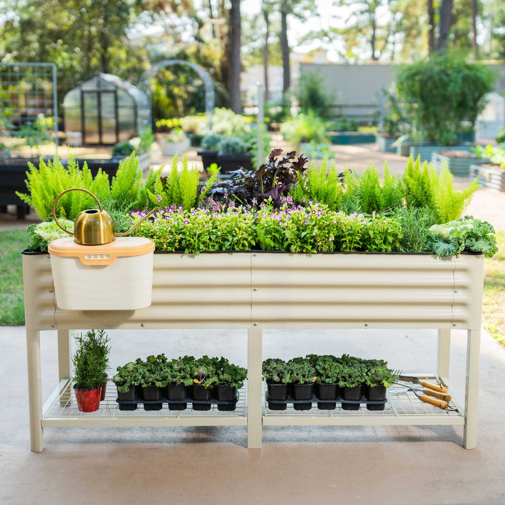 Greenhaus Gardening Elevated Garden Bed 2x6 with Wheels & Storage Raised Planter Box