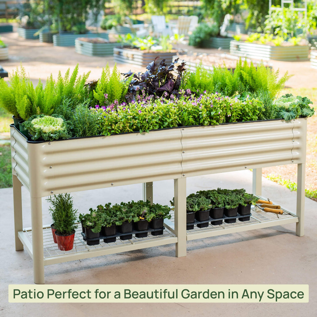 Greenhaus Gardening Elevated Garden Bed 2x6 with Wheels & Storage Raised Planter Box