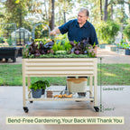 Greenhaus Gardening Elevated Garden Bed 2x4 with Wheels & Drainage Planter