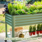 Greenhaus Gardening Elevated Garden Bed 2x4 with Wheels & Drainage Planter