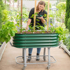 Greenhaus Gardening Self-Watering Elevated Garden Bed with Wheels & Storage Shelf Planter