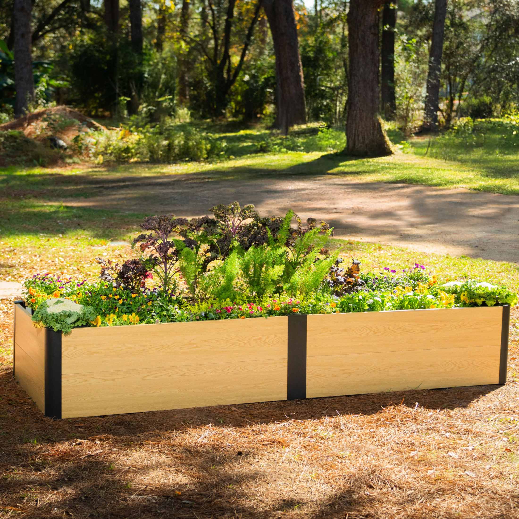 Greenhaus Gardening 16-Inch Tall Woodgrain Metal Raised Garden Bed