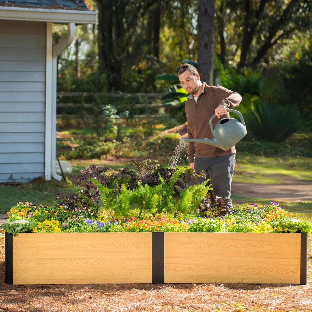 16" Tall Woodgrain 2' x 8' Metal Raised Garden BedGreenhaus Gardening 16" Tall Woodgrain 2' x 8' Metal Raised Garden Bed