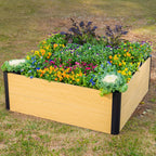 Greenhaus Gardening 16" Tall Woodgrain 4' x 4' Metal Raised Garden Bed