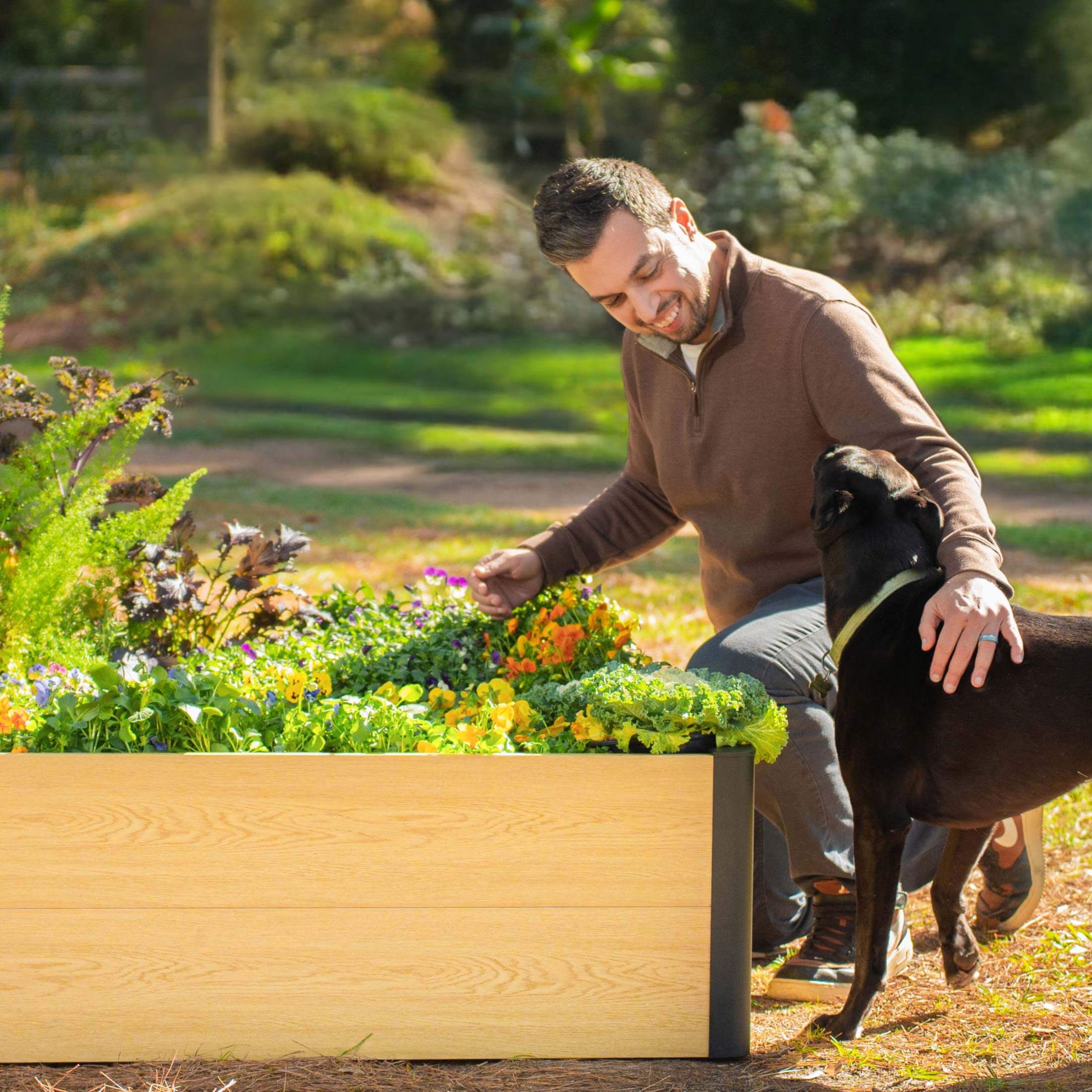 Greenhaus Gardening 4' × 4' EverGrove Woodgrain Raised Garden Bed