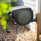 Greenhaus Gardening Retractable Garden Hose Reel Set with Spray Nozzle