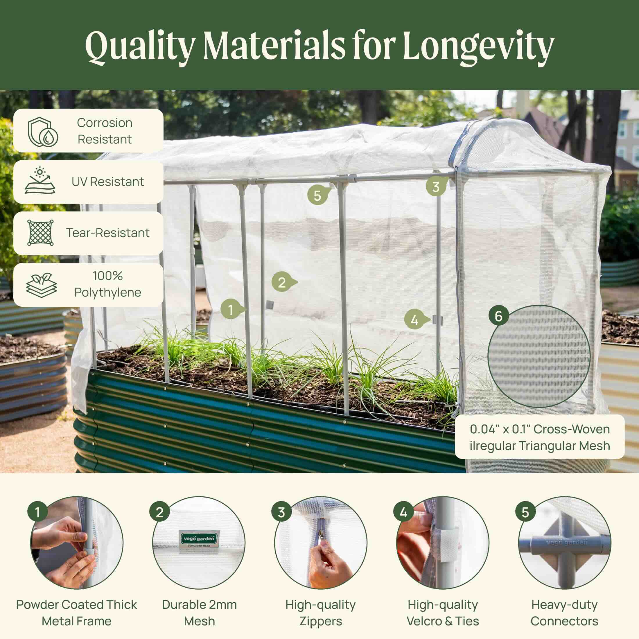 Greenhaus Gardening Raised Bed Insect Mesh Cover System