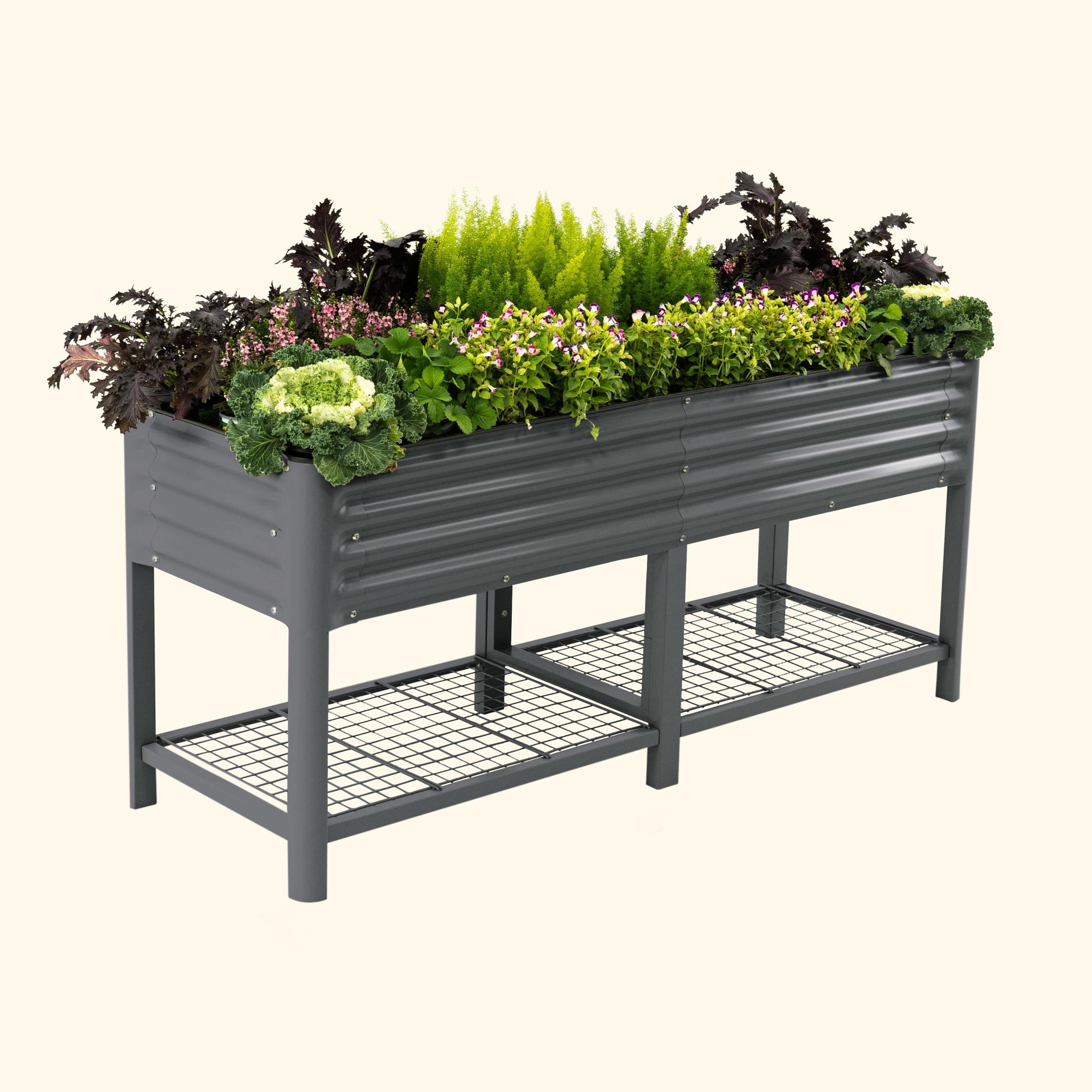 Greenhaus Gardening Elevated Garden Bed 2x6 with Wheels & Storage Raised Planter Box