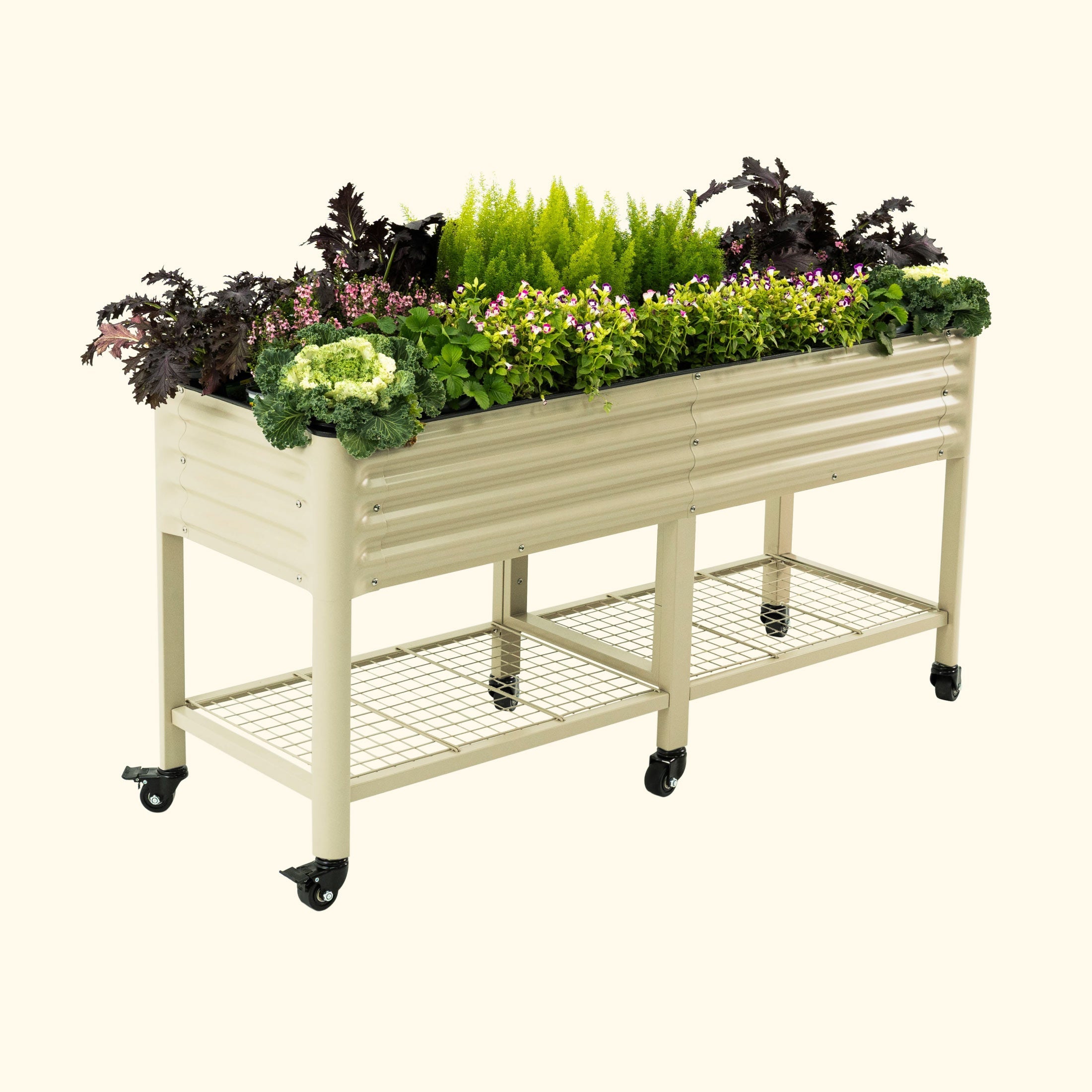 Greenhaus Gardening Elevated Garden Bed 2x6 with Wheels & Storage Raised Planter Box