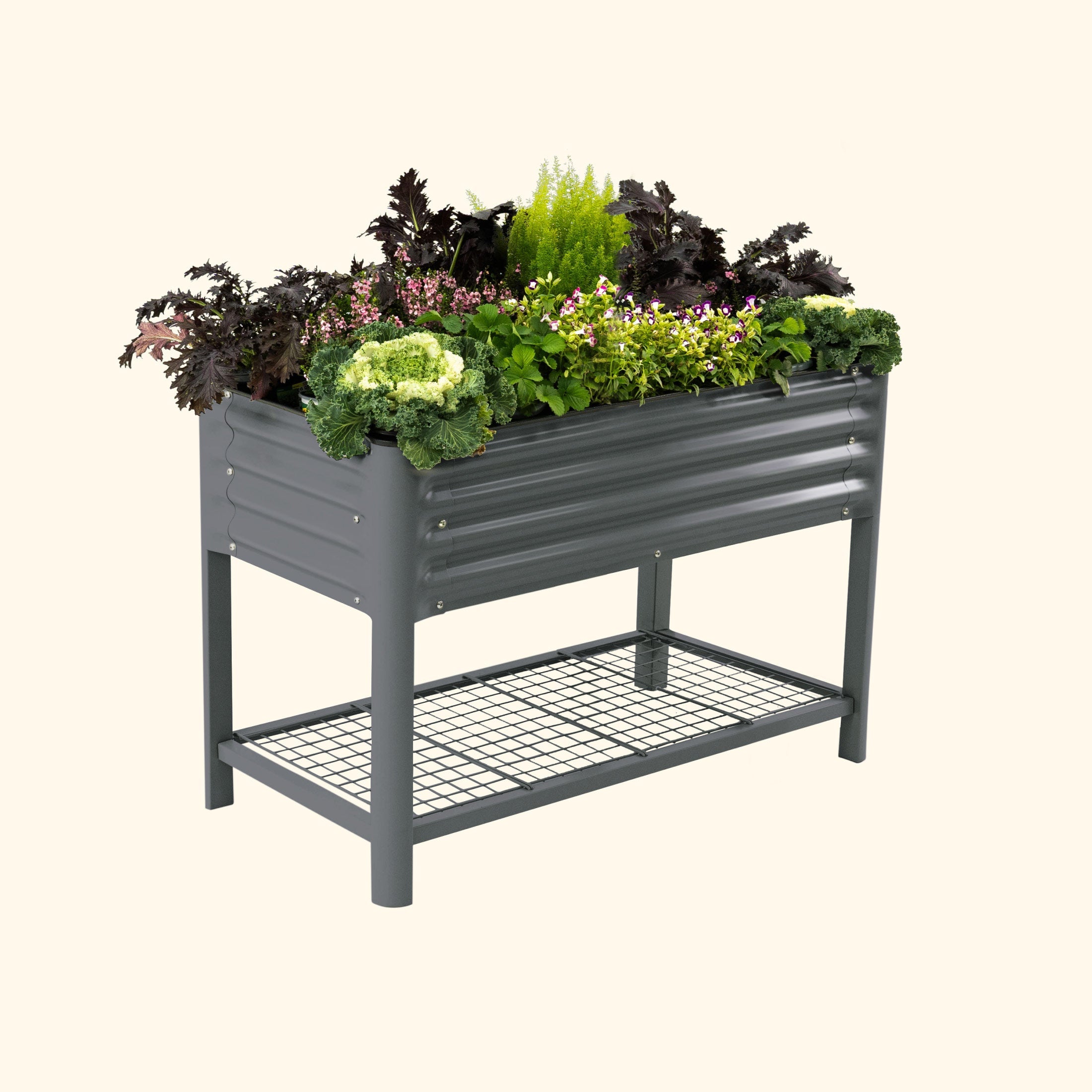 Greenhaus Gardening Elevated Garden Bed 2x4 with Wheels & Drainage Planter