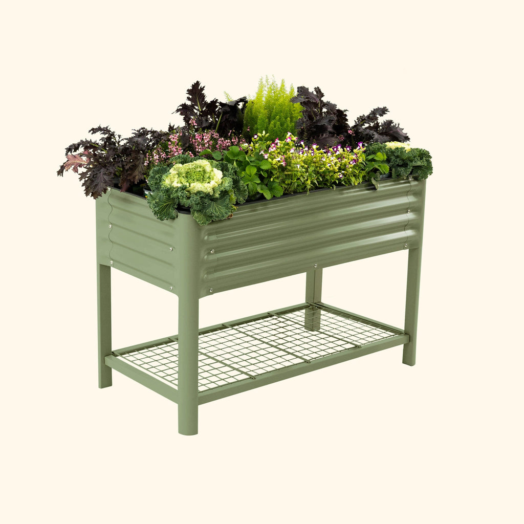 Greenhaus Gardening Elevated Garden Bed 2x4 with Wheels & Drainage Planter