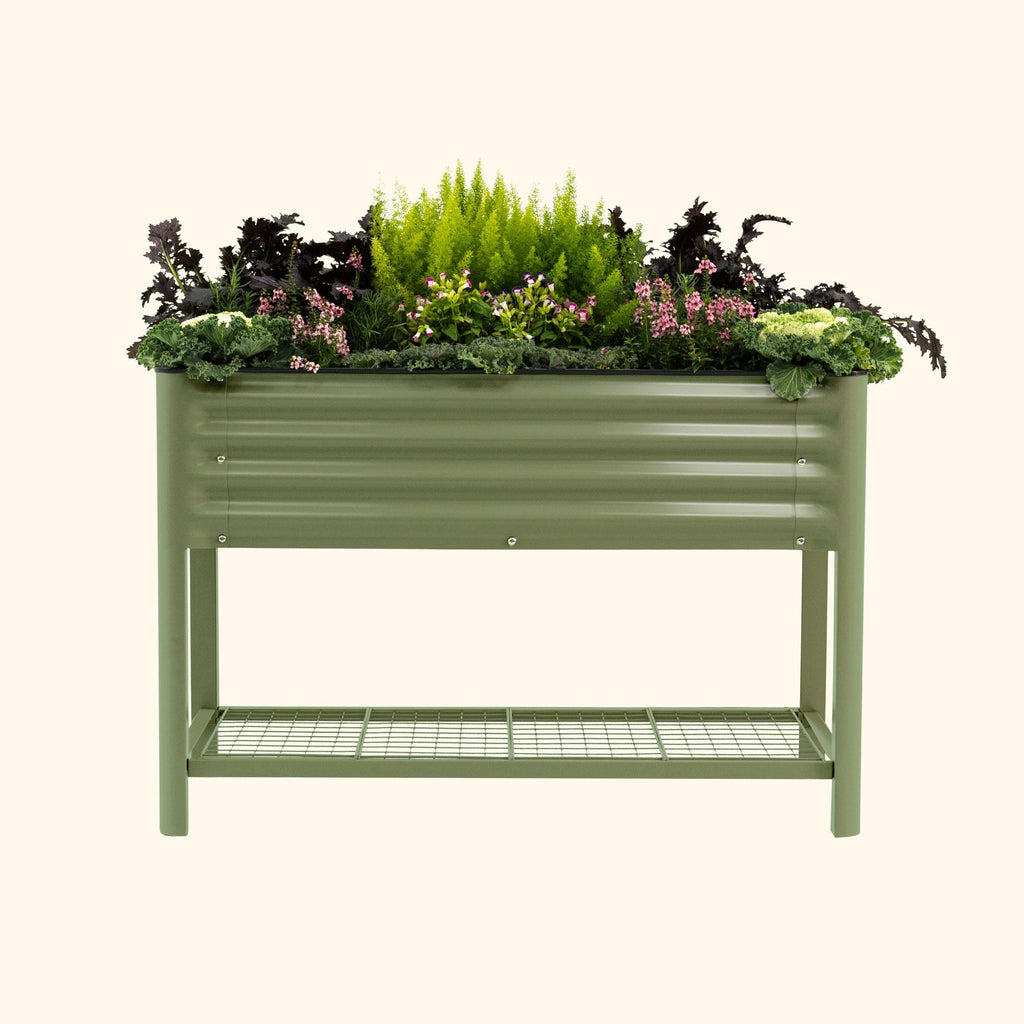 Greenhaus Gardening Elevated Garden Bed 2x4 with Wheels & Drainage Planter