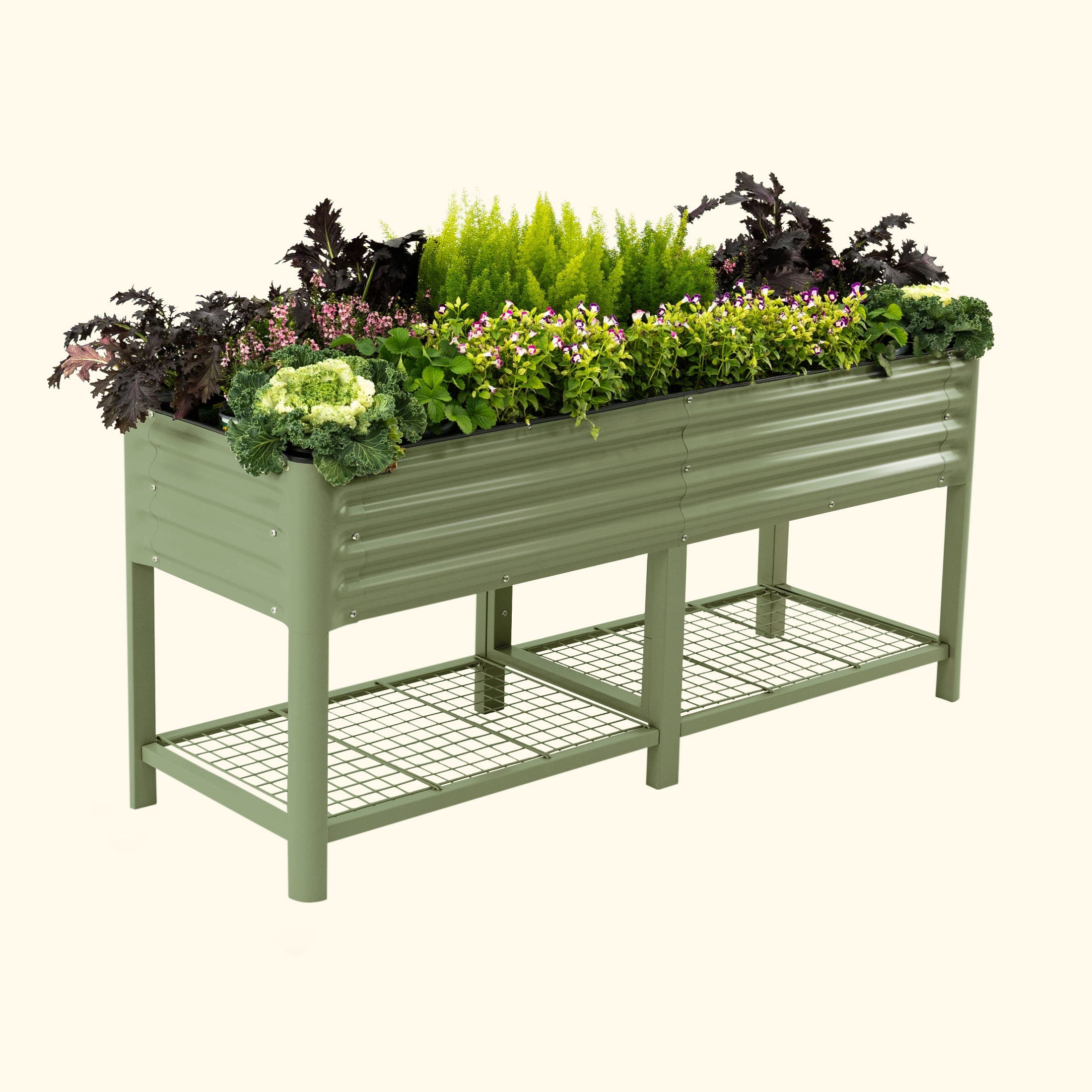 Greenhaus Gardening Elevated Garden Bed 2x6 with Wheels & Storage Raised Planter Box