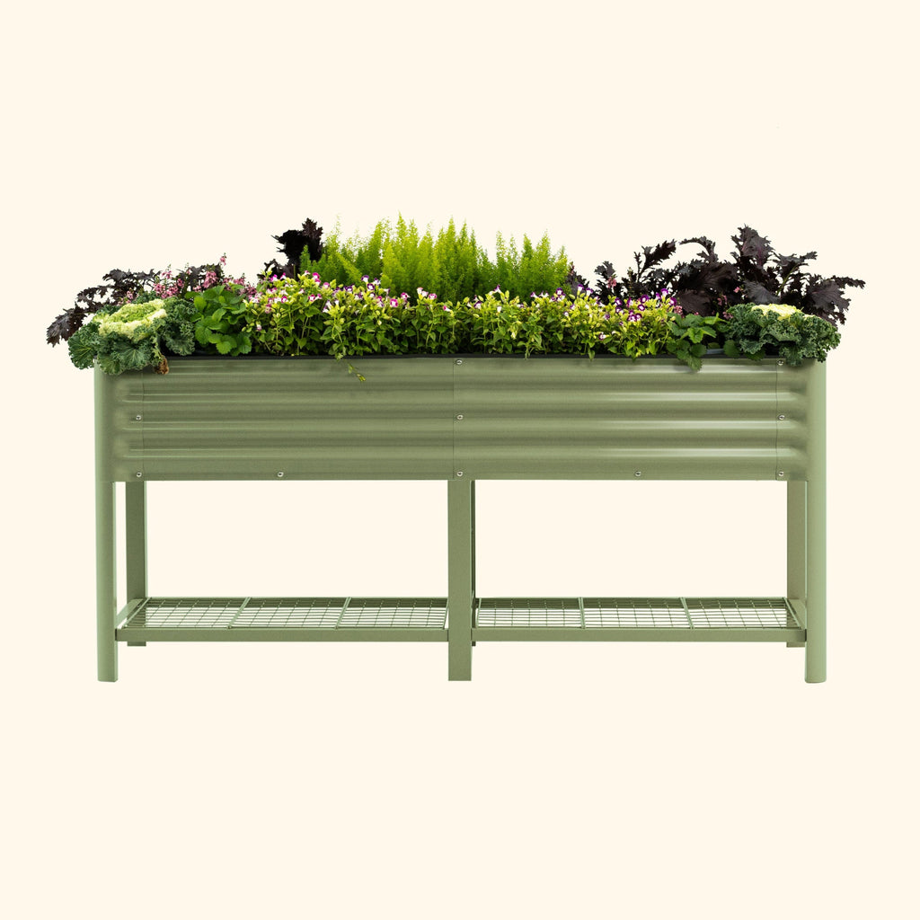 Greenhaus Gardening Elevated Garden Bed 2x6 with Wheels & Storage Raised Planter Box