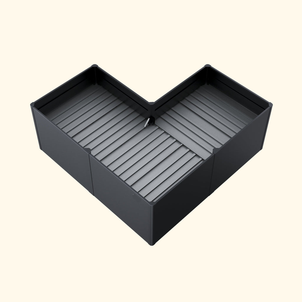 Greenhaus Gardening 32-Inch Extra Tall L-Shaped Raised Garden Bed with Floor